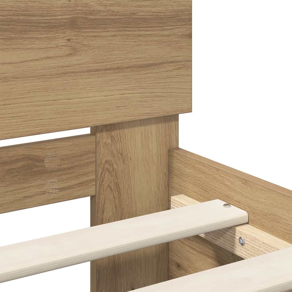 Bedframe met hoofdeinde Artisan Eiken 90 x 190 cm Bewerkt hout
