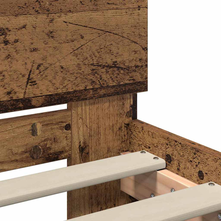Bedframe met hoofdeinde Oud Hout 75 x 190 cm Bewerkt hout
