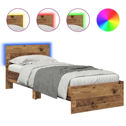 Bedframe met hoofdeinde Oud Hout 75 x 190 cm Bewerkt hout