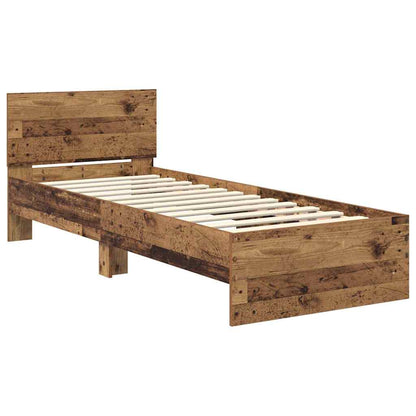 Bedframe met hoofdeinde Oud Hout 75 x 190 cm Bewerkt hout