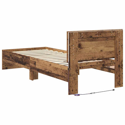 Bedframe met hoofdeinde Oud Hout 75 x 190 cm Bewerkt hout