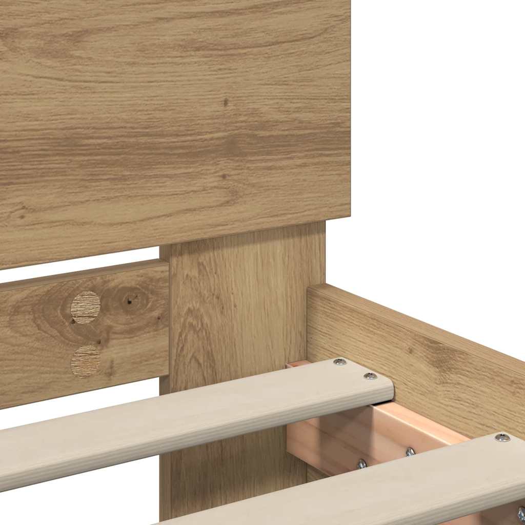 Bedframe met hoofdeinde Artisan Eiken 75 x 190 cm Bewerkt hout