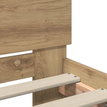 Bedframe met hoofdeinde Artisan Eiken 75 x 190 cm Bewerkt hout