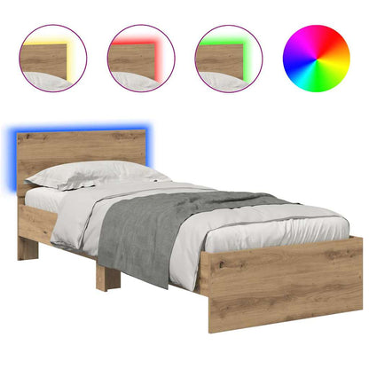 Bedframe met hoofdeinde Artisan Eiken 75 x 190 cm Bewerkt hout