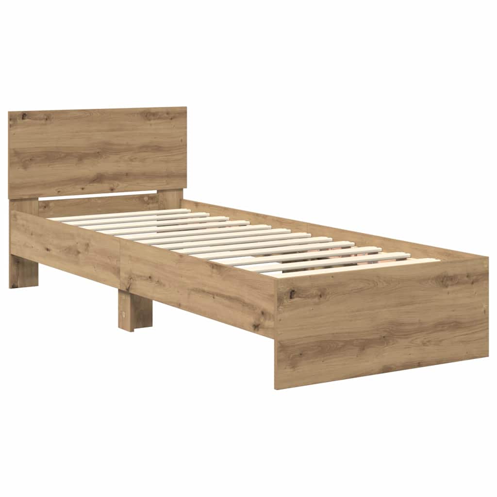 Bedframe met hoofdeinde Artisan Eiken 75 x 190 cm Bewerkt hout