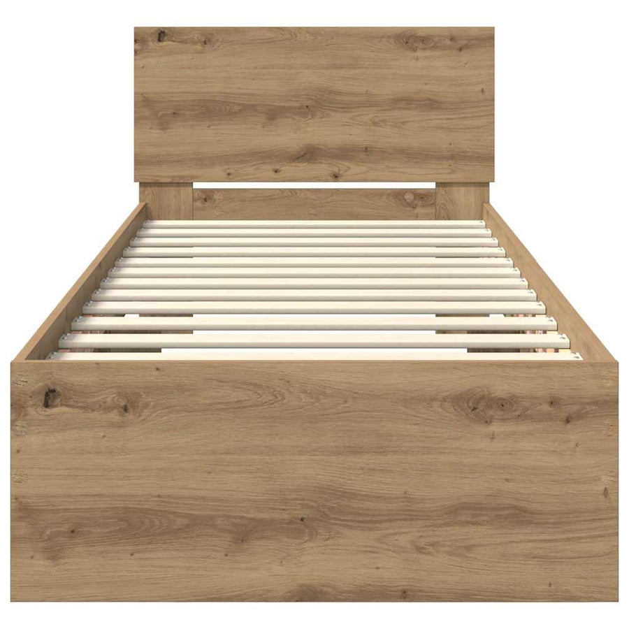 Bedframe met hoofdeinde Artisan Eiken 75 x 190 cm Bewerkt hout
