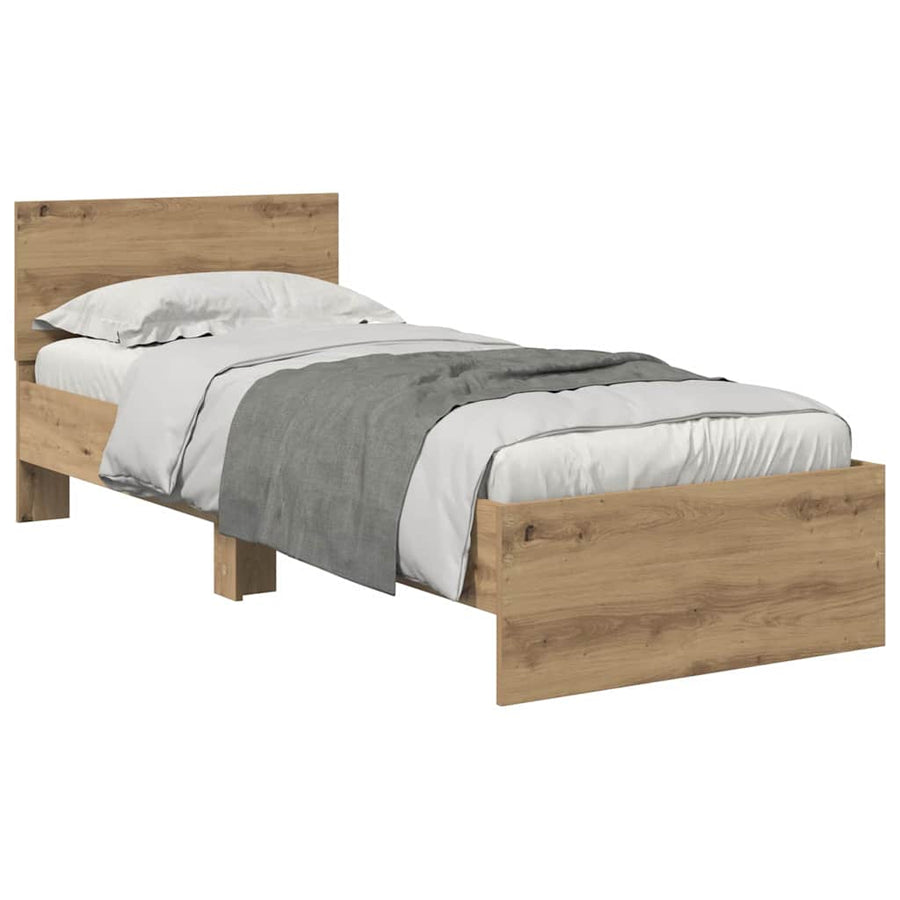 Bedframe met hoofdeinde Artisan Eiken 75 x 190 cm Bewerkt hout