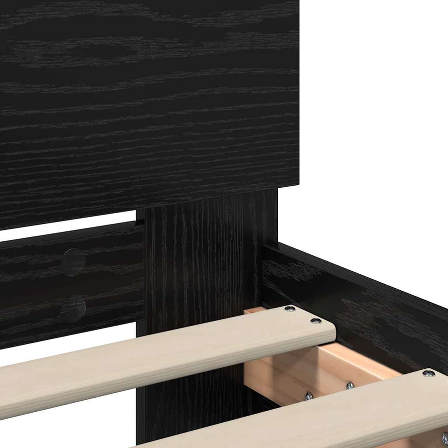 Bedframe met hoofdeinde Zwart Eiken 75 x 190 cm Bewerkt hout