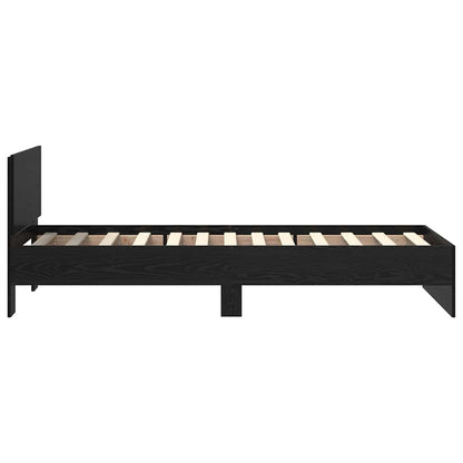 Bedframe met hoofdeinde Zwart Eiken 75 x 190 cm Bewerkt hout