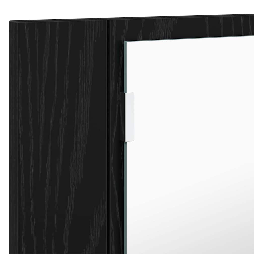 Badkamer spiegelkast Zwart Eiken 80 x 12 x 45 cm Bewerkt hout