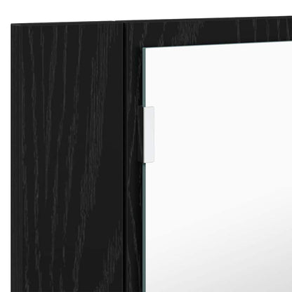 Badkamer spiegelkast Zwart Eiken 80 x 12 x 45 cm Bewerkt hout