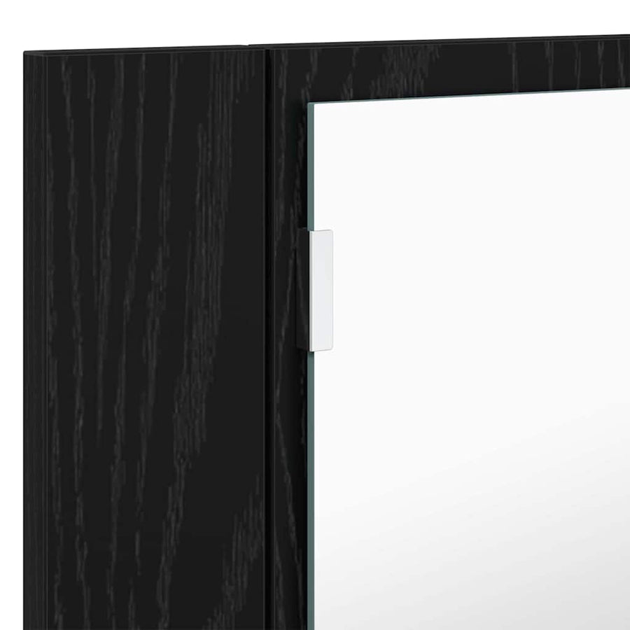 Badkamer spiegelkast Zwart Eiken 80 x 12 x 45 cm Bewerkt hout