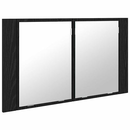 Badkamer spiegelkast Zwart Eiken 80 x 12 x 45 cm Bewerkt hout