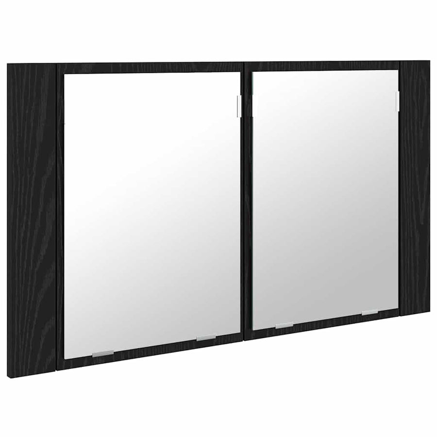 Badkamer spiegelkast Zwart Eiken 80 x 12 x 45 cm Bewerkt hout