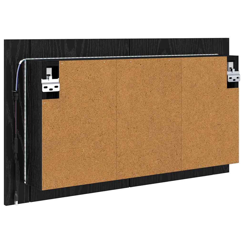 Badkamer spiegelkast Zwart Eiken 80 x 12 x 45 cm Bewerkt hout