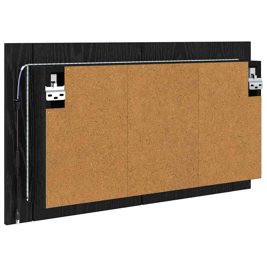 Badkamer spiegelkast Zwart Eiken 80 x 12 x 45 cm Bewerkt hout