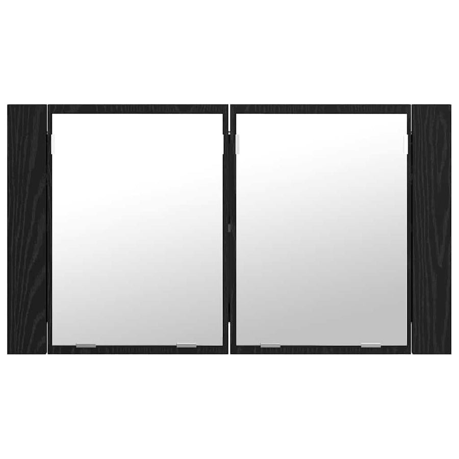 Badkamer spiegelkast Zwart Eiken 80 x 12 x 45 cm Bewerkt hout