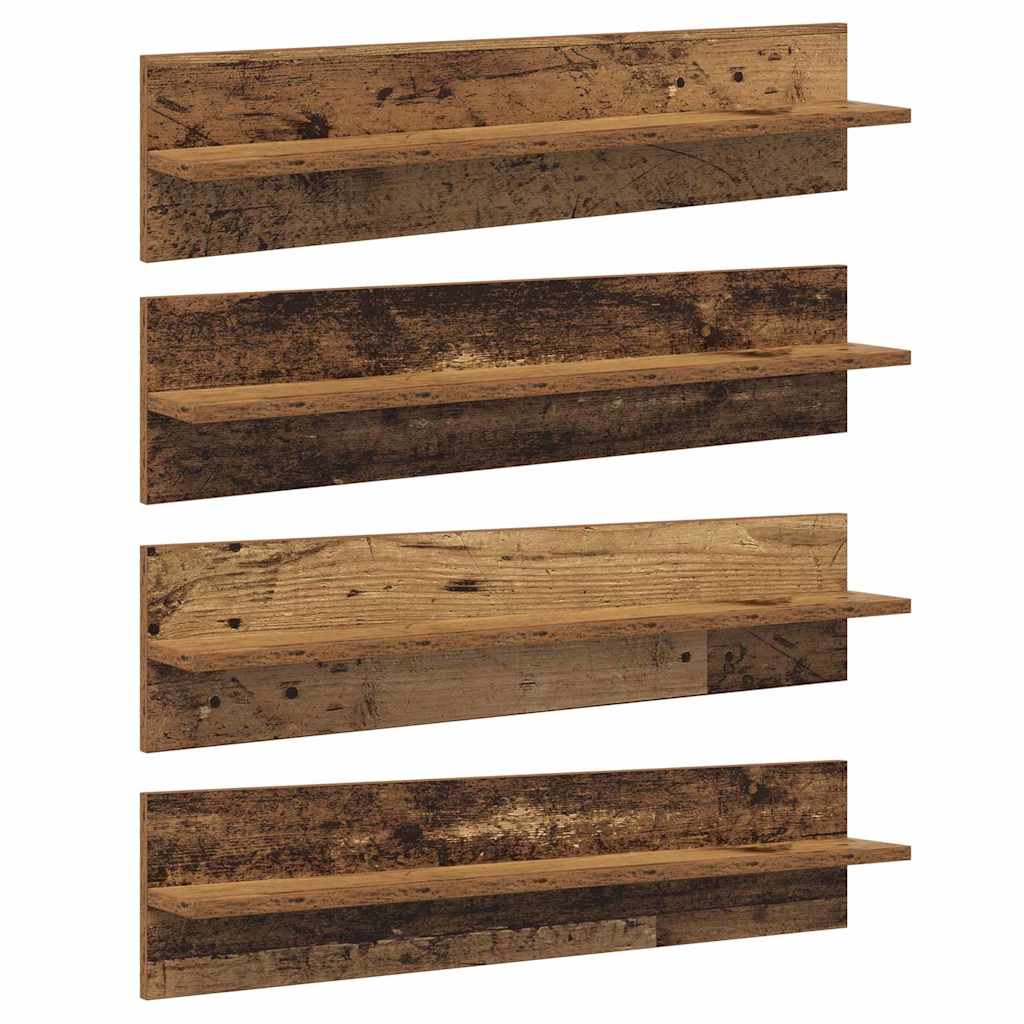 Wandplanken 4 pcs Oud Hout 80 x 11,5 x 18 cm Bewerkt hout