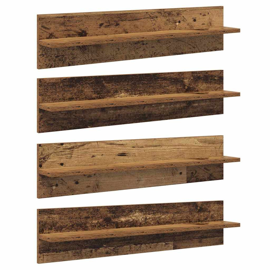 Wandplanken 4 pcs Oud Hout 80 x 11,5 x 18 cm Bewerkt hout