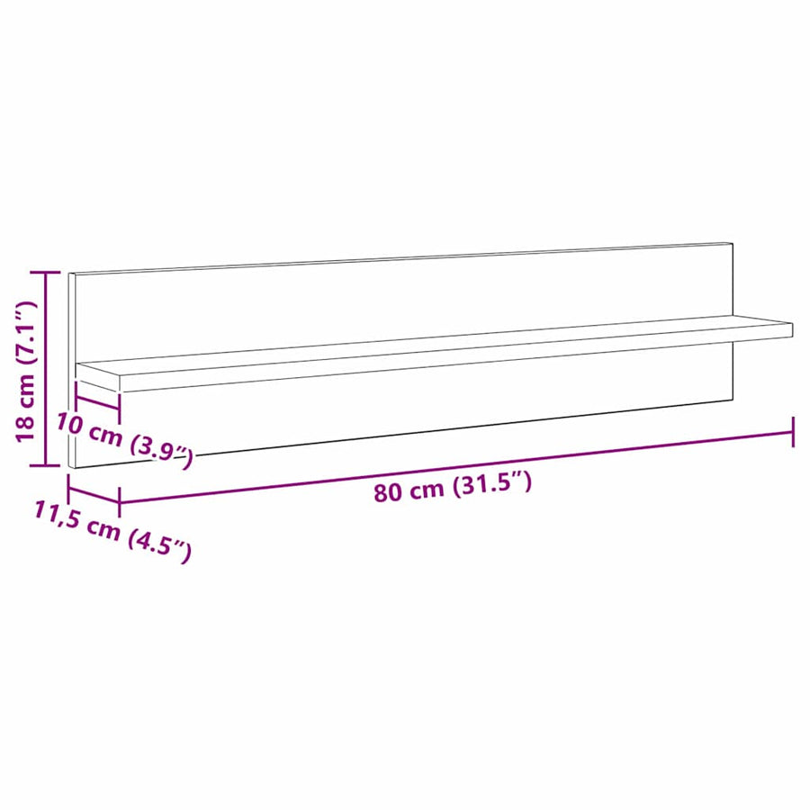 Wandplanken 4 pcs Oud Hout 80 x 11,5 x 18 cm Bewerkt hout