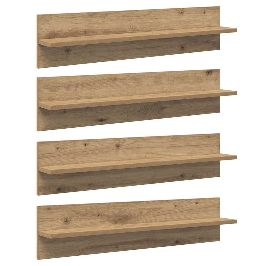 Wandplanken 4 pcs Artisan Eiken 80 x 11,5 x 18 cm Bewerkt hout