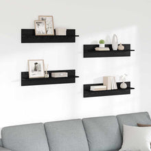 Wandplanken 4 pcs Zwart Eiken 80 x 11,5 x 18 cm Bewerkt hout