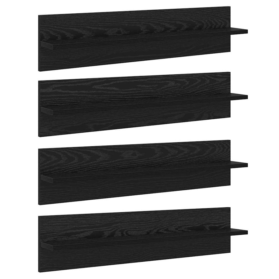 Wandplanken 4 pcs Zwart Eiken 80 x 11,5 x 18 cm Bewerkt hout