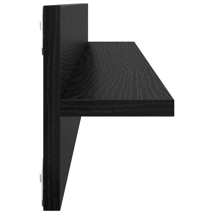 Wandplanken 4 pcs Zwart Eiken 80 x 11,5 x 18 cm Bewerkt hout