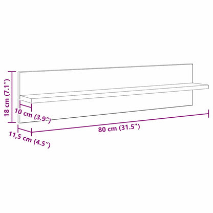 Wandplanken 4 pcs Zwart Eiken 80 x 11,5 x 18 cm Bewerkt hout