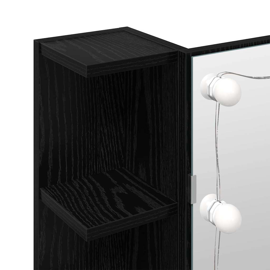 Spiegelkast Zwart Eiken 70 x 16,5 x 60 cm Bewerkt hout