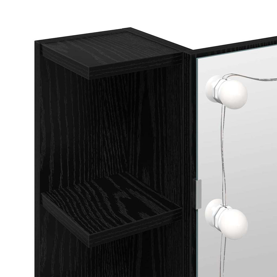 Spiegelkast Zwart Eiken 70 x 16,5 x 60 cm Bewerkt hout