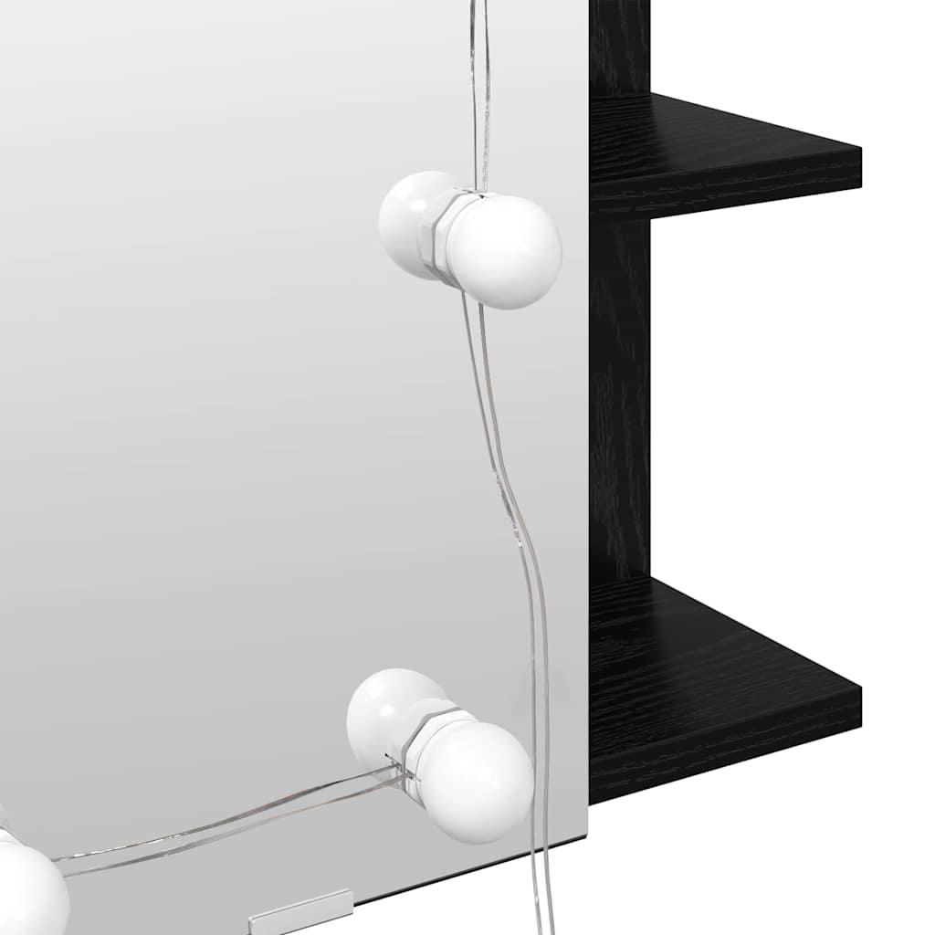 Spiegelkast Zwart Eiken 70 x 16,5 x 60 cm Bewerkt hout