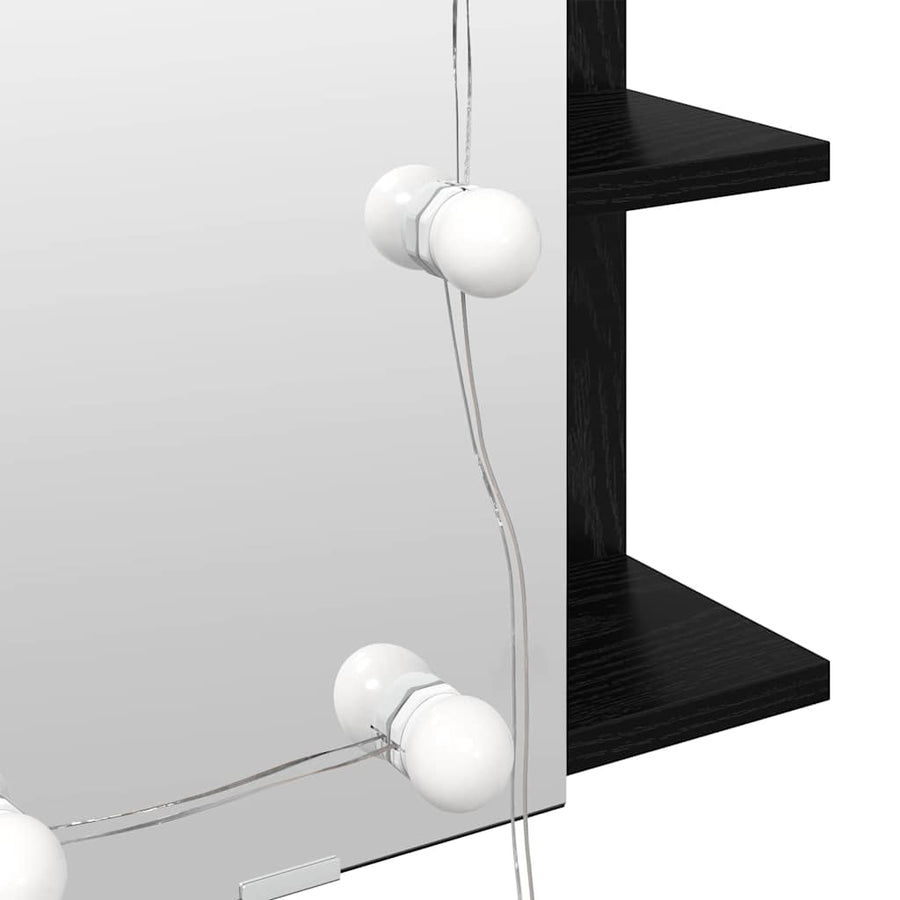 Spiegelkast Zwart Eiken 70 x 16,5 x 60 cm Bewerkt hout