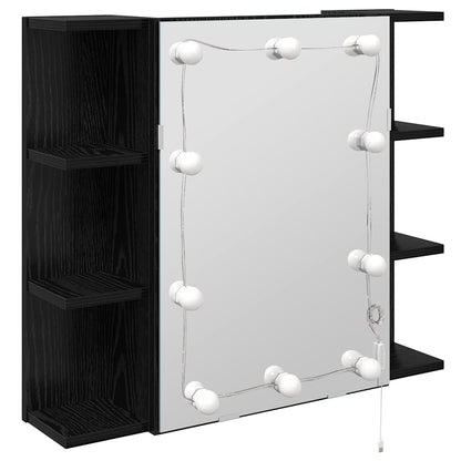 Spiegelkast Zwart Eiken 70 x 16,5 x 60 cm Bewerkt hout