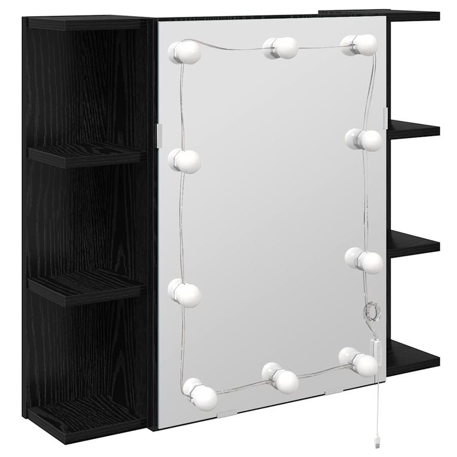 Spiegelkast Zwart Eiken 70 x 16,5 x 60 cm Bewerkt hout