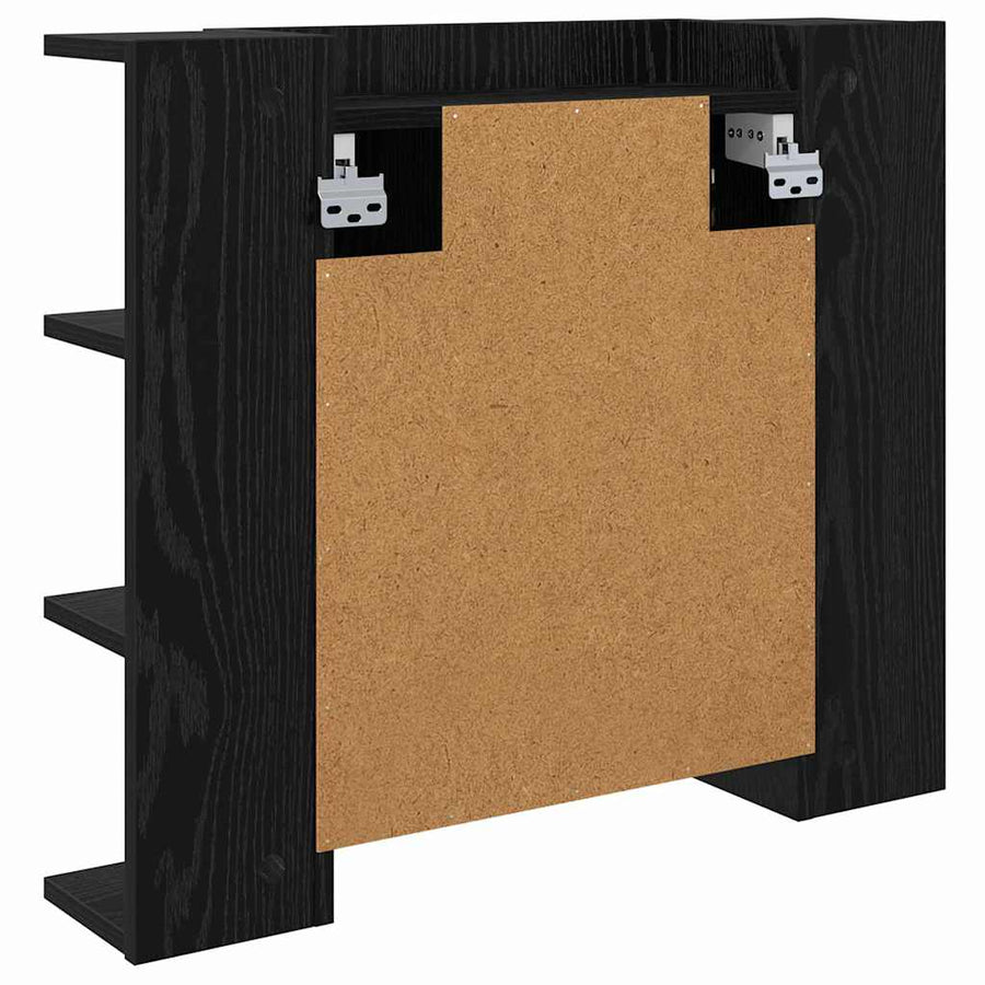 Spiegelkast Zwart Eiken 70 x 16,5 x 60 cm Bewerkt hout