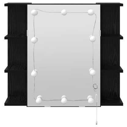 Spiegelkast Zwart Eiken 70 x 16,5 x 60 cm Bewerkt hout