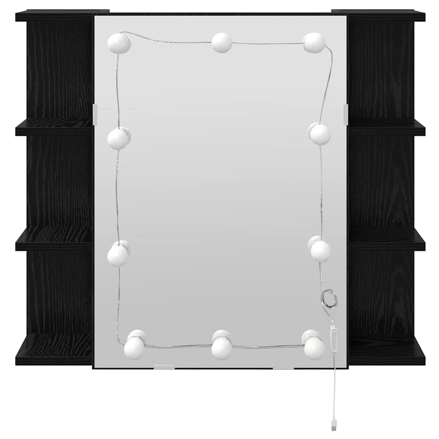 Spiegelkast Zwart Eiken 70 x 16,5 x 60 cm Bewerkt hout