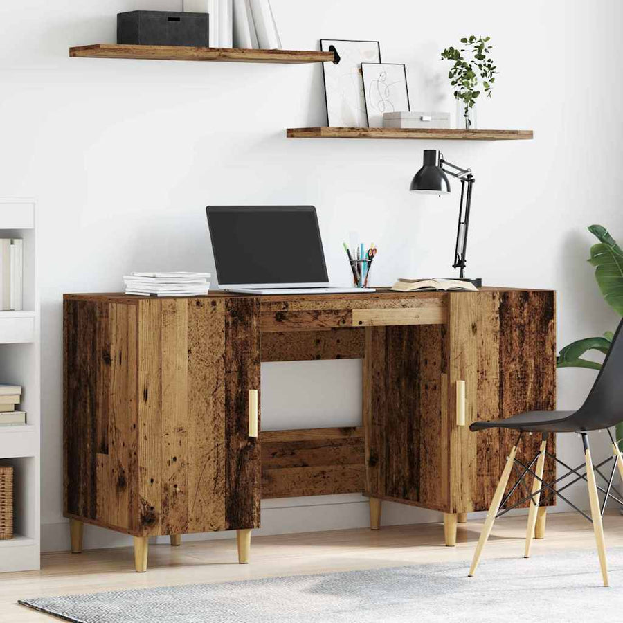 Bureau met plank Oud Hout 140 x 50 x 75 cm Bewerkt hout