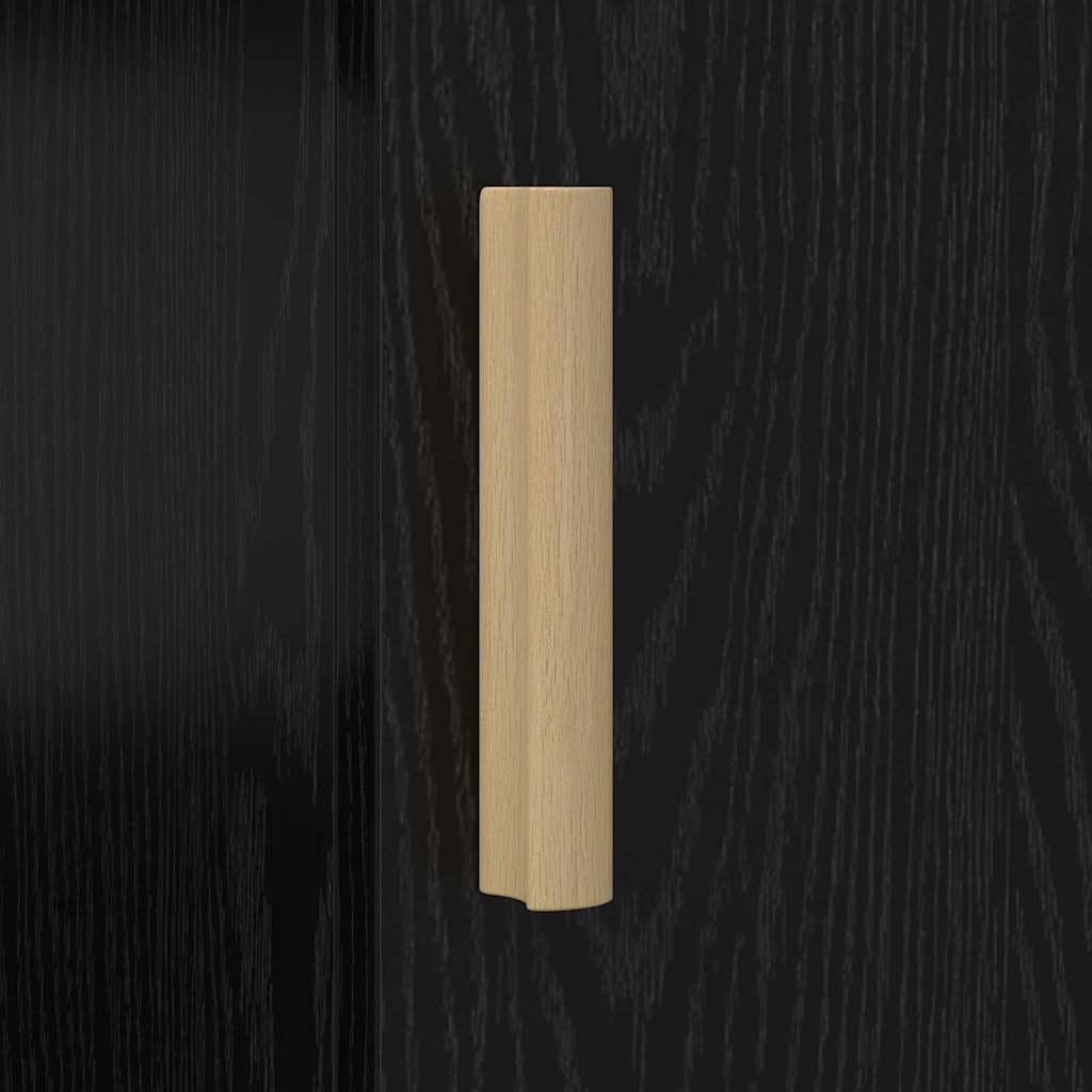 Bureau met plank Zwart Eiken 140 x 50 x 75 cm Bewerkt hout