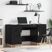 Bureau zwart eiken 140x50x75 cm bewerkt hout