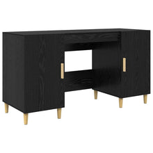 Bureau met plank Zwart Eiken 140 x 50 x 75 cm Bewerkt hout