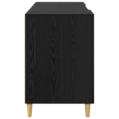 Bureau met plank Zwart Eiken 140 x 50 x 75 cm Bewerkt hout