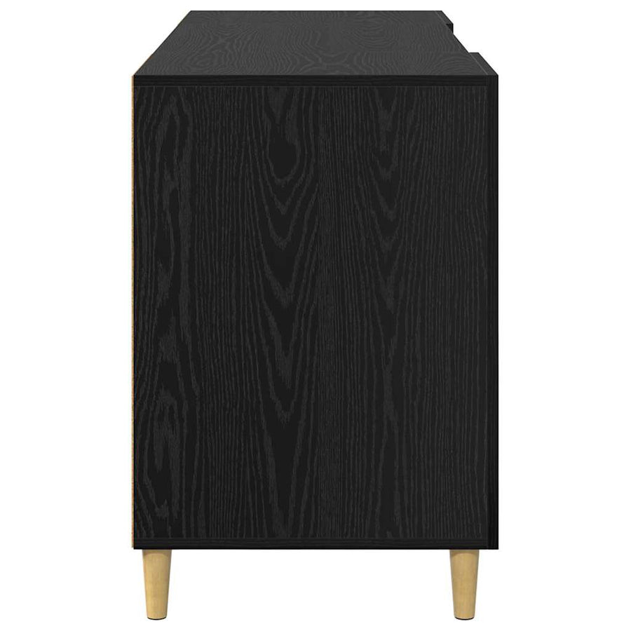 Bureau met plank Zwart Eiken 140 x 50 x 75 cm Bewerkt hout