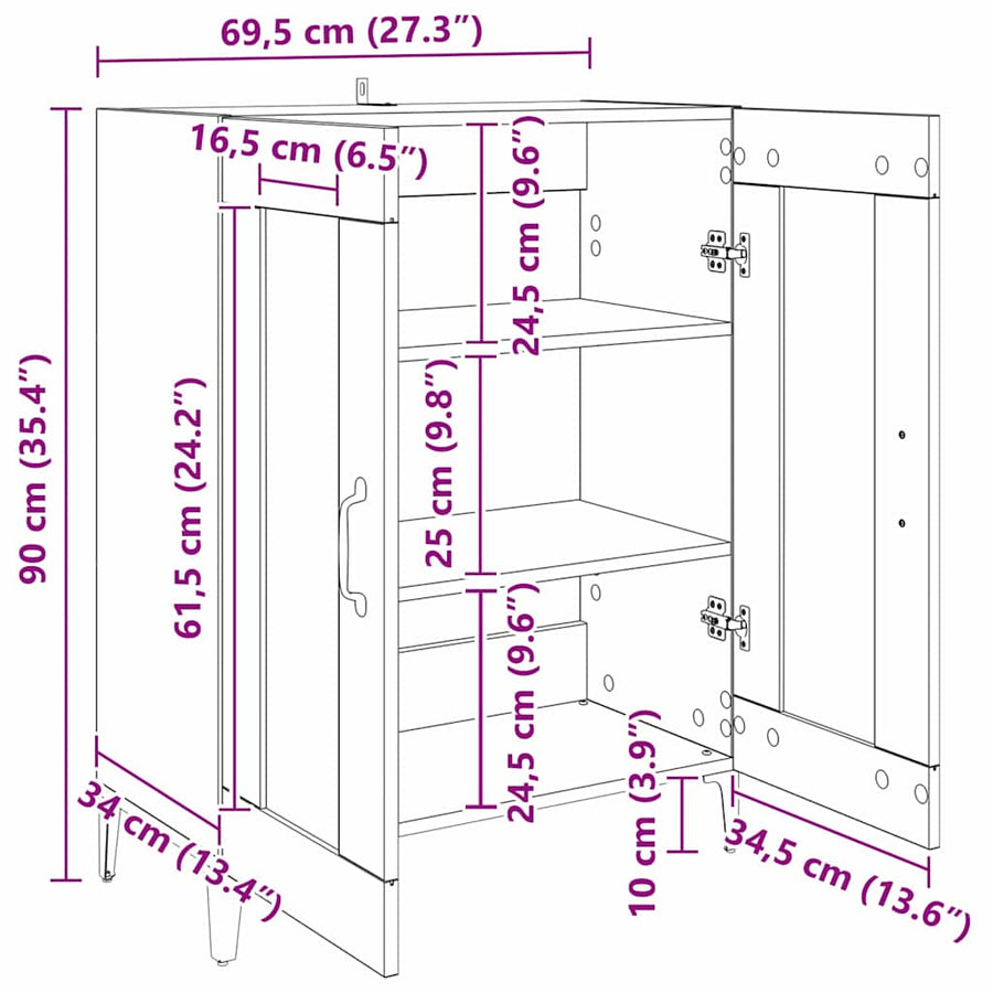Dressoir Oud Hout 69,5 x 34 x 90 cm Bewerkt hout