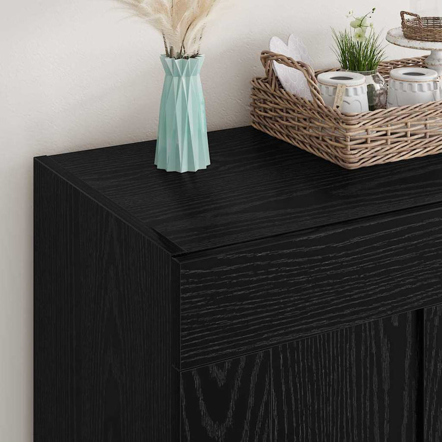 Dressoir Zwart Eiken 69,5 x 34 x 90 cm Bewerkt hout