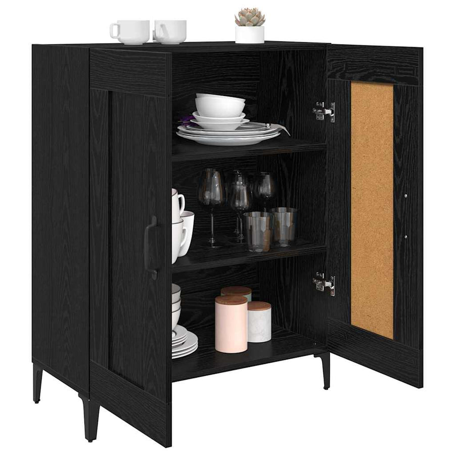 Dressoir Zwart Eiken 69,5 x 34 x 90 cm Bewerkt hout