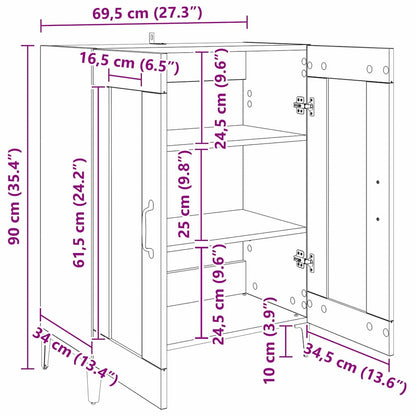 Dressoir Zwart Eiken 69,5 x 34 x 90 cm Bewerkt hout