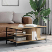 Salontafel bewerkt hout 100x50x45 cm artisan eiken