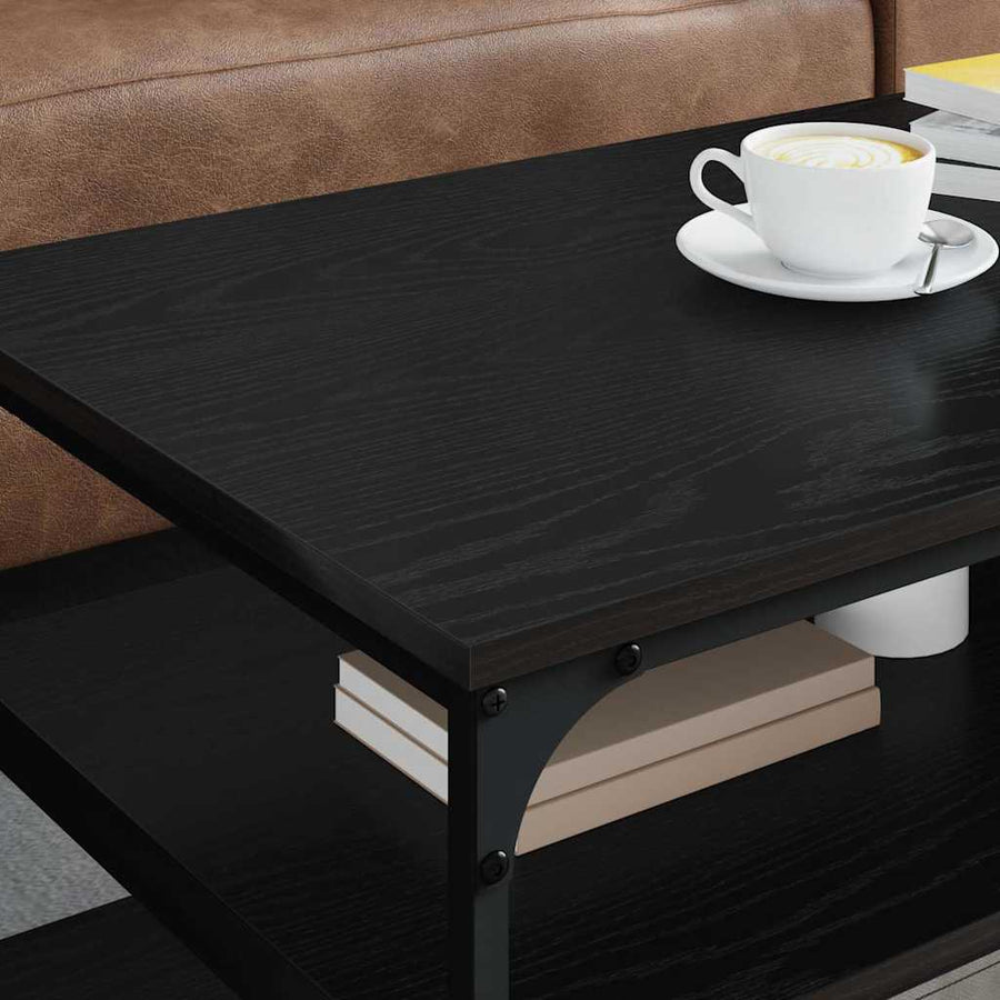 Salontafel Zwart Eiken 100 x 50 x 45 cm Bewerkt hout